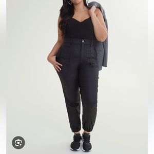 Addition Elle 1948-Fit Black Coated Denim Jogger
